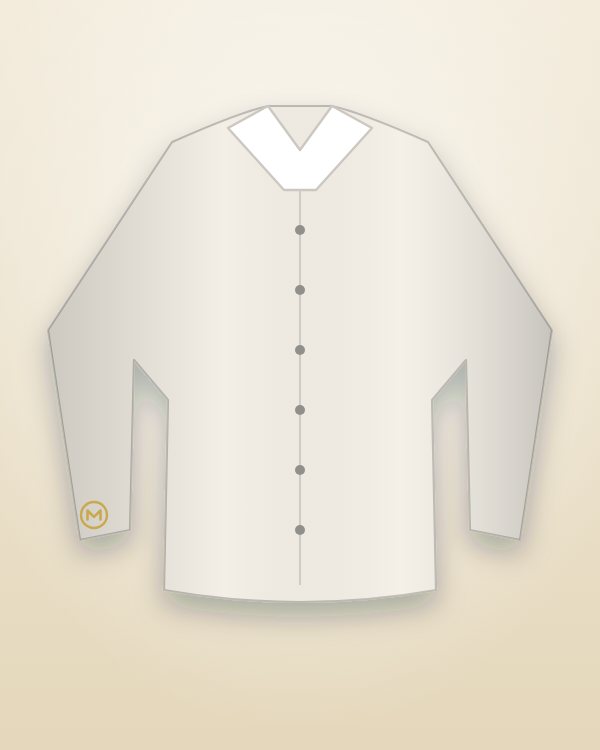 Ilustración de ejemplo: Camisa blanca con logo Maveon bordado en el puño