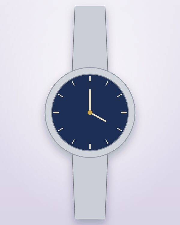 Ilustración de ejemplo: Reloj de acero con malla metálica
